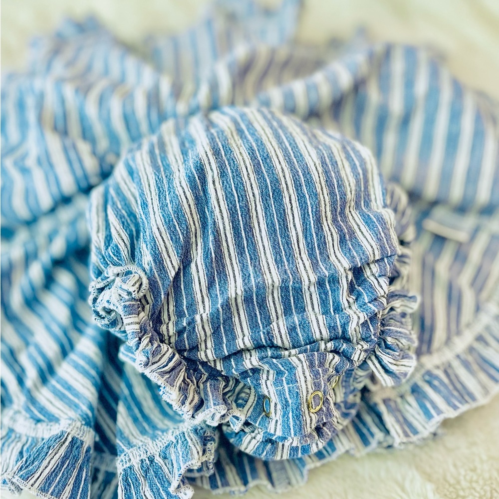 LITTLE MINIS | 2T | RUFFLE BLUE & WHITE STRIPED DRESS - Picture 4 of 6